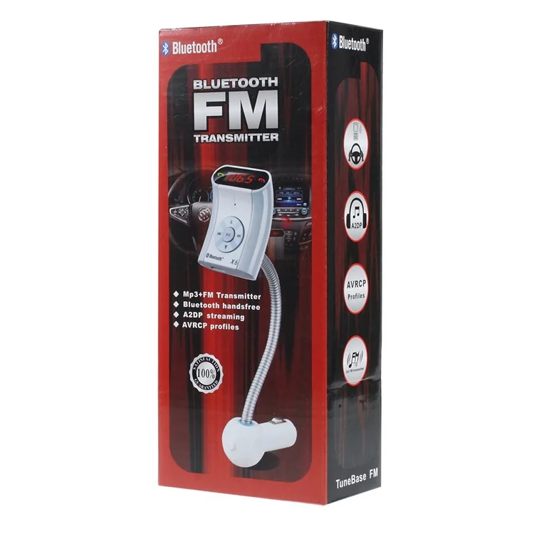 LED Display Bluetooth FM Transmitter MP3 Player Car Kit w/ Mic - White