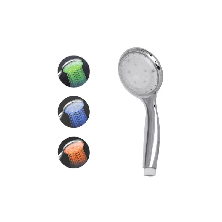 7 Colors Changing LED Shower Head Nozzle Electroplating Hand (5 LEDs)