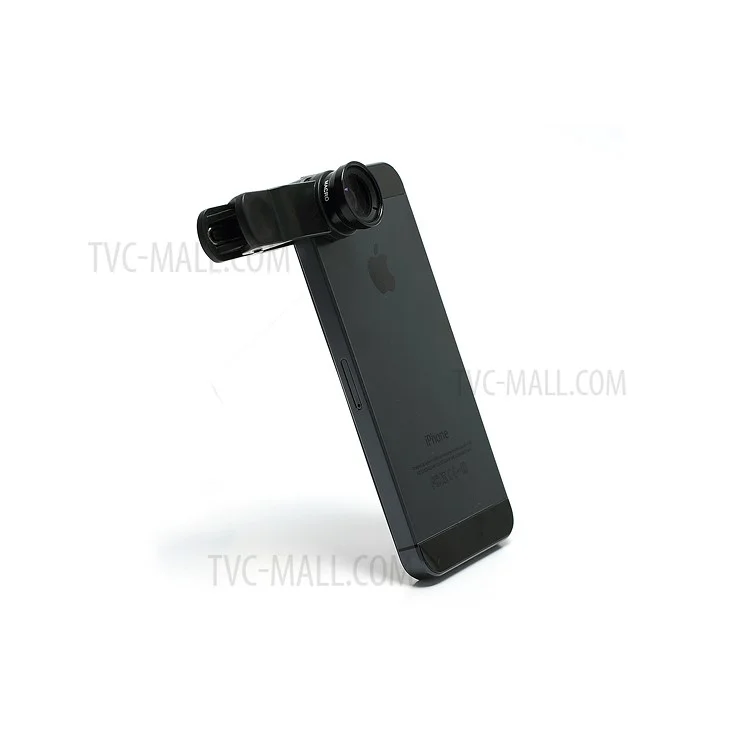Universal Clip 3 in 1 Fisheye-lens & Wide-angle & Macro Lens Kit for iPhone / iPad / Samsung / HTC / LG Phone - Black