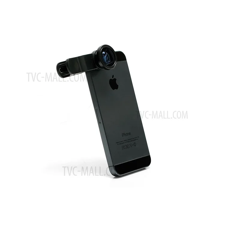 Universal Clip 3 in 1 Fisheye-lens & Wide-angle & Macro Lens Kit for iPhone / iPad / Samsung / HTC / LG Phone - Black