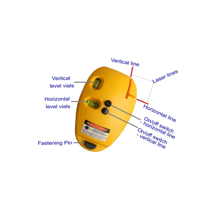 Mini Laser Level Measuring Ruler Mouse 2 Laser Lines 2 Bubbles Vials