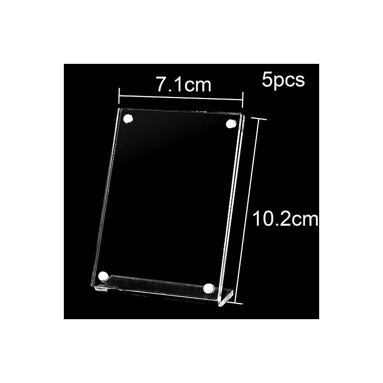 5Pcs/Pack Clear Acrylic Magnetic Closure Holder for Card Sign Menu Photo Display, Size: 7.1 x 10.2cm