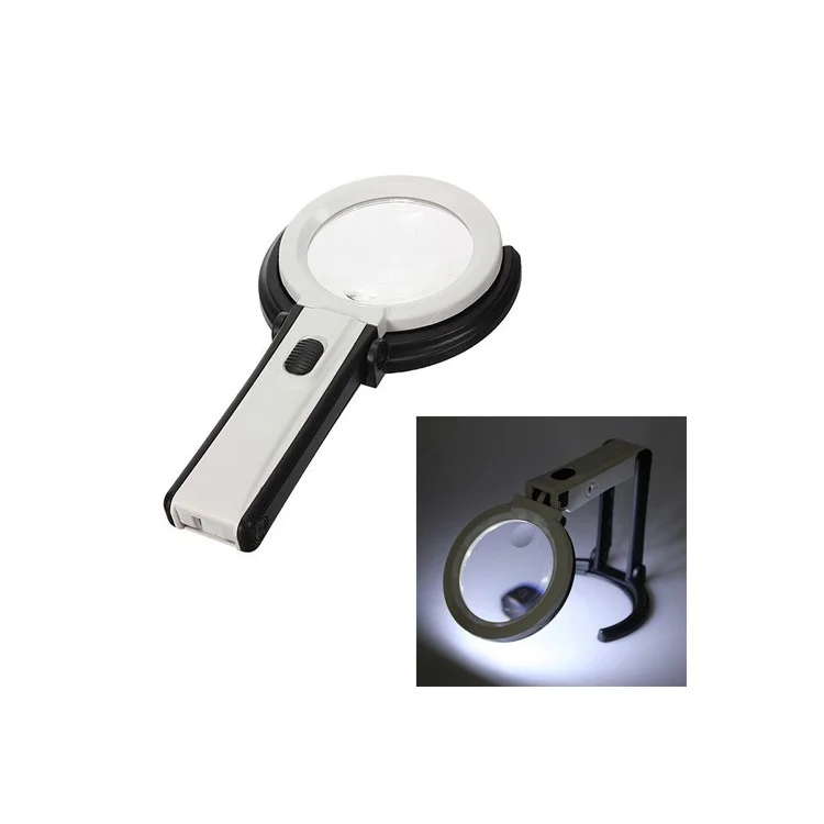 2 x 120mm Foldable Desk-type Handheld 10 LED Lighted Lamp Magnifier