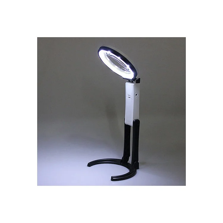 2 x 120mm Foldable Desk-type Handheld 10 LED Lighted Lamp Magnifier