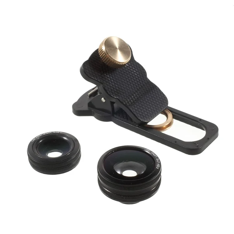 Universal Clip 4 in 1 10X Telephone Lens + Fish Eye Lens + Wide-angle & Macro Lens Kit for iPhone iPad Samsung LG Etc - White