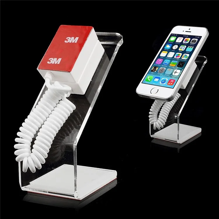 Anti-lost Retractable Cable Acrylic Phone Display Stand for iPhone Samsung LG Nokia Huawei MP4 MP3 etc