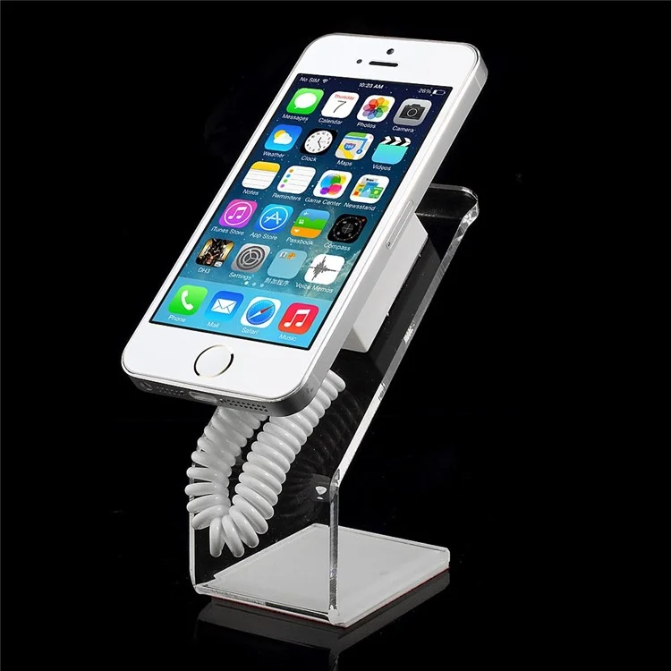Anti-lost Retractable Cable Acrylic Phone Display Stand for iPhone Samsung LG Nokia Huawei MP4 MP3 etc