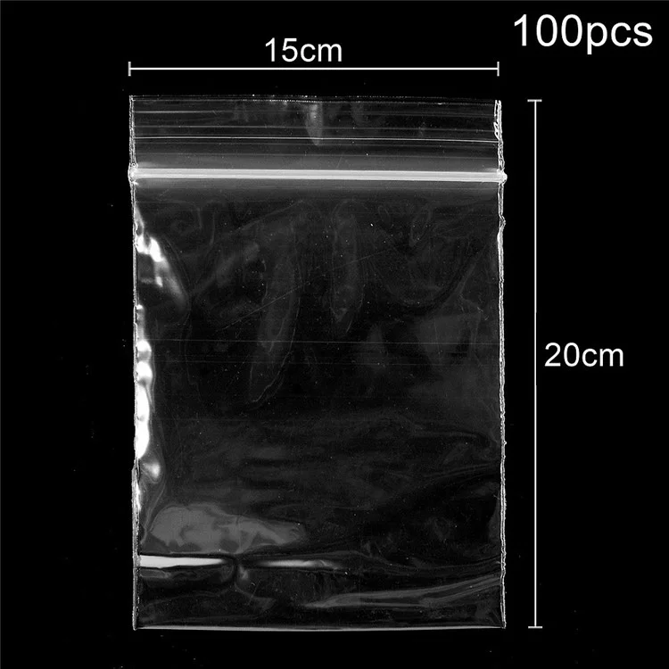 100pcs/Lot Transparent Resealable Ziplock Bag Packaging Bags, Size: 15 x 20cm