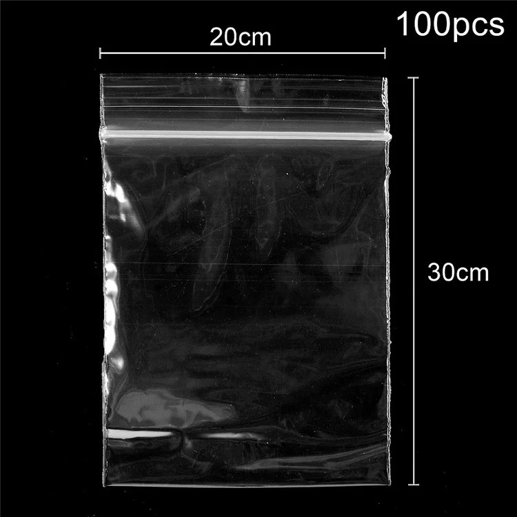 100pcs/Lot Transparent Resealable Ziplock Bag Packaging Bags, Size: 20 x 30cm