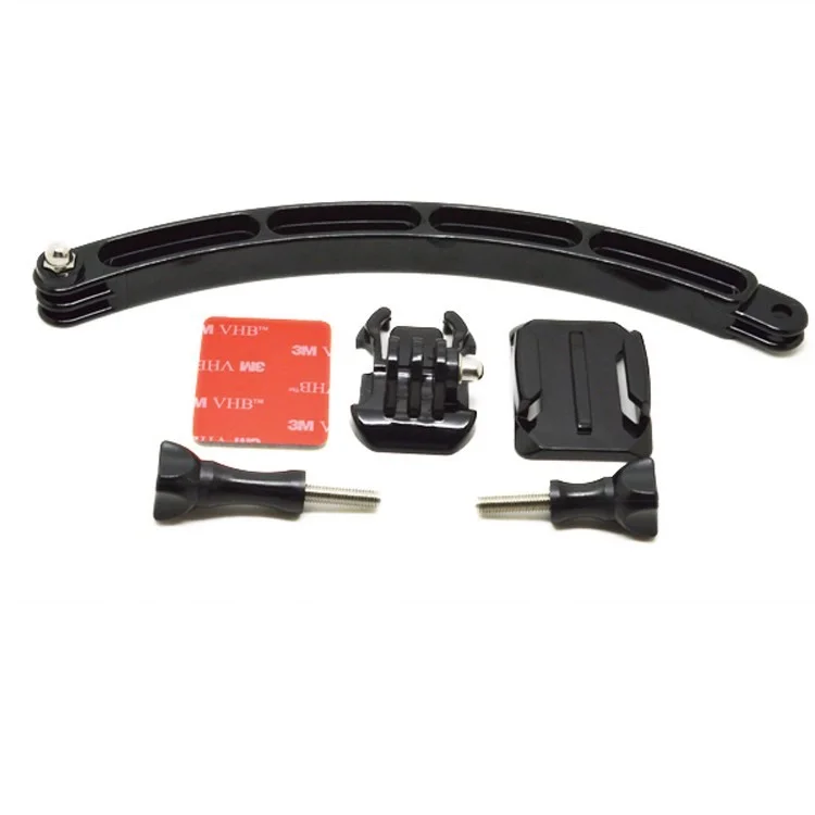 Helmet Extension Arm + Basic Buckle + Curved Adhesive Mount + Sticker + 2 x Screws for Gopro Hero 3+/3/2/1
