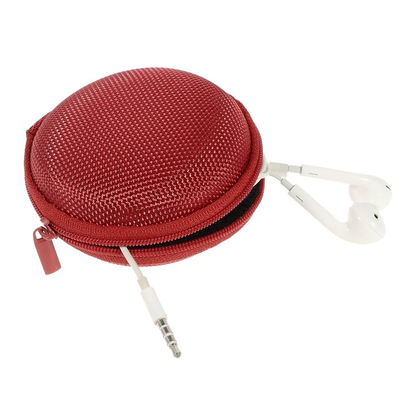 Portable Earphone Headphone Earbud Carrying Storage Bag Pouch - Red
