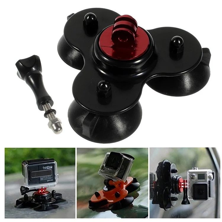 Black Low Angle Car Triangle Suction Cup Mount Adapter w/ Screw for Gopro Hero 2 3 3+