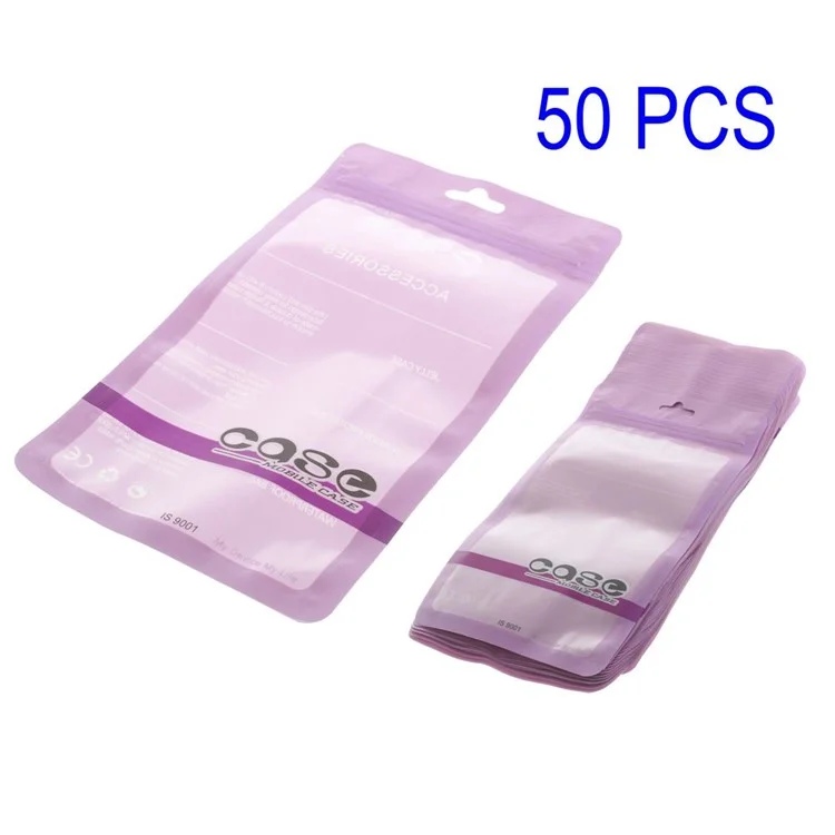 Purple 50Pcs/Lot Waterproof Ziplock Packging Bag for Phone Case, Size: 17.5 x 10.5cm