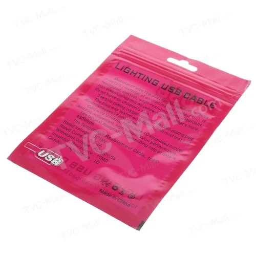 50Pcs/Lot Waterproof Ziplock Bags Packging Bag for Lighting USB Cable, Size: 10.5 x 9cm - Rose