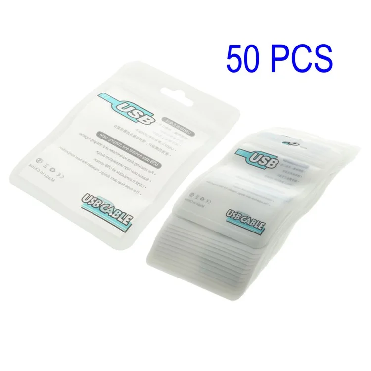 Light Blue 50Pcs/Lot Waterproof Plastic Packging Bags for USB Cable, Size: 9.5 x 7.5cm