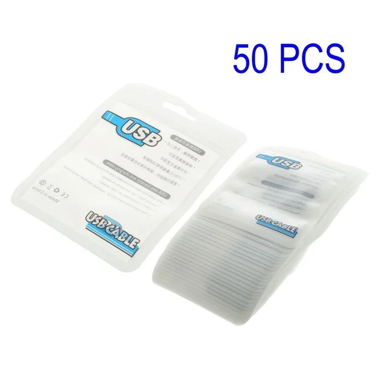 Dark Blue 50Pcs/Lot Waterproof Plastic Packging Bags for USB Cable, Size: 9.5 x 7.5cm