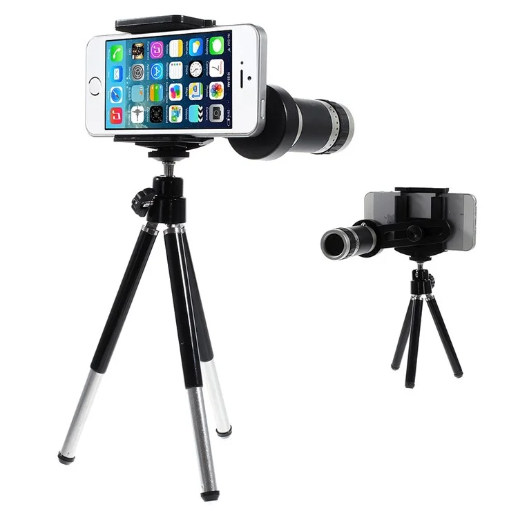 8X Zoom Mobile Phone Telescope Camera Lens + Mini Tripod + Adjustable Holder