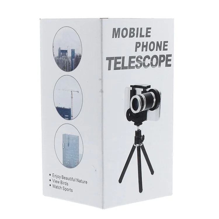 8X Zoom Mobile Phone Telescope Camera Lens + Mini Tripod + Adjustable Holder