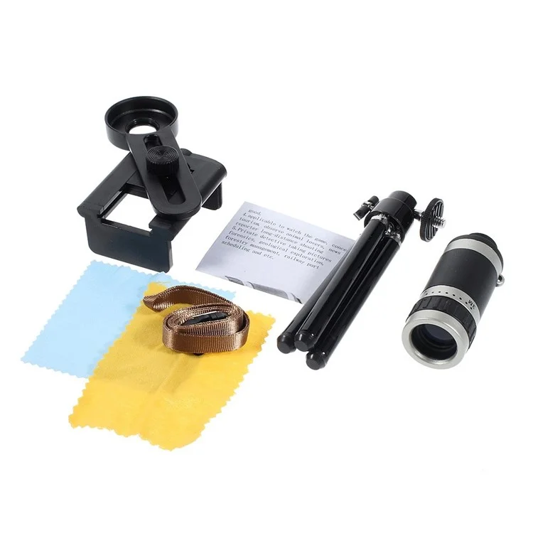 8X Zoom Mobile Phone Telescope Camera Lens + Mini Tripod + Adjustable Holder