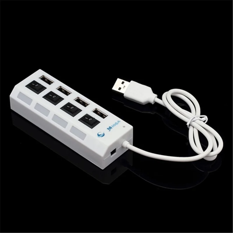 4 Port Hi-Speed USB 2.0 HUB w/ ON/OFF Switch for Laptop PC - White