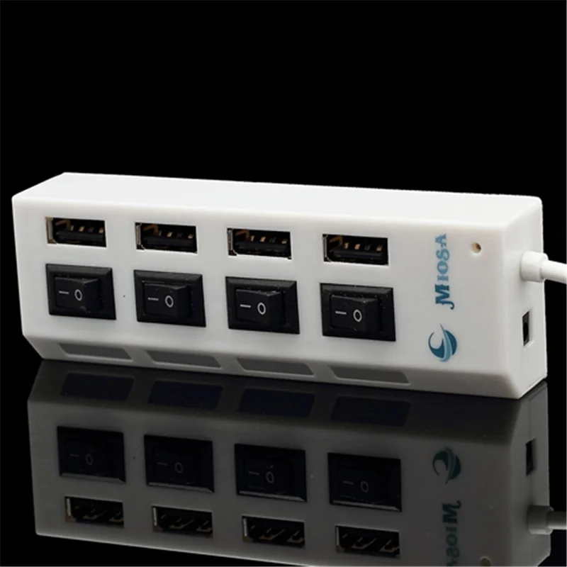 4 Port Hi-Speed USB 2.0 HUB w/ ON/OFF Switch for Laptop PC - White