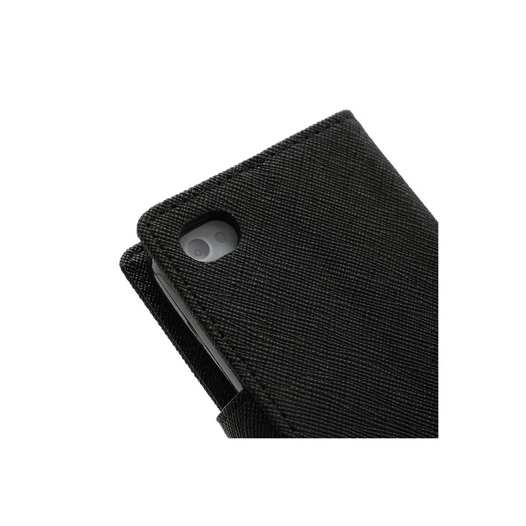 Mercury Fancy Diary PU Leather Wallet Flip Case for iPhone 4 4S - Black