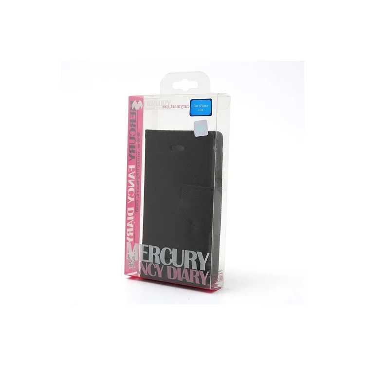 Mercury Fancy Diary PU Leather Wallet Flip Case for iPhone 4 4S - Black