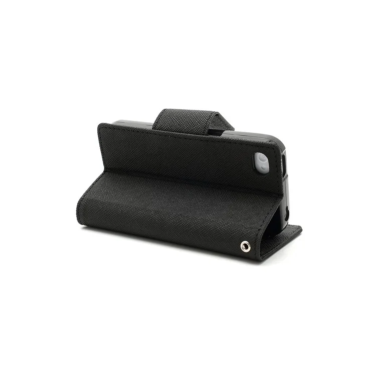 Mercury Fancy Diary PU Leather Wallet Flip Case for iPhone 4 4S - Black