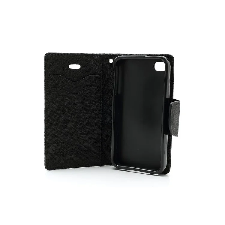 Mercury Fancy Diary PU Leather Wallet Flip Case for iPhone 4 4S - Black