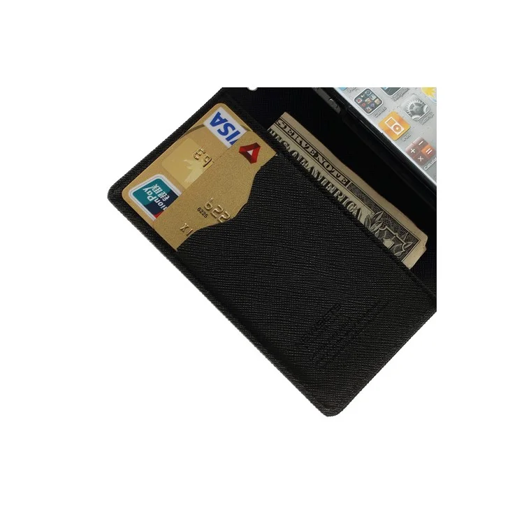 Mercury Fancy Diary PU Leather Wallet Flip Case for iPhone 4 4S - Black