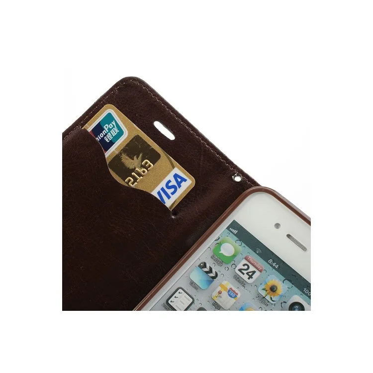 Vivid Flowers Cloth Leather Magnetic Wallet Stand Case for iPhone 4 4S - White