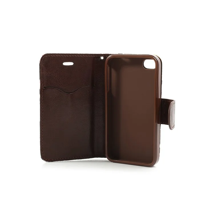 Vivid Flowers Cloth Leather Magnetic Wallet Stand Case for iPhone 4 4S - White