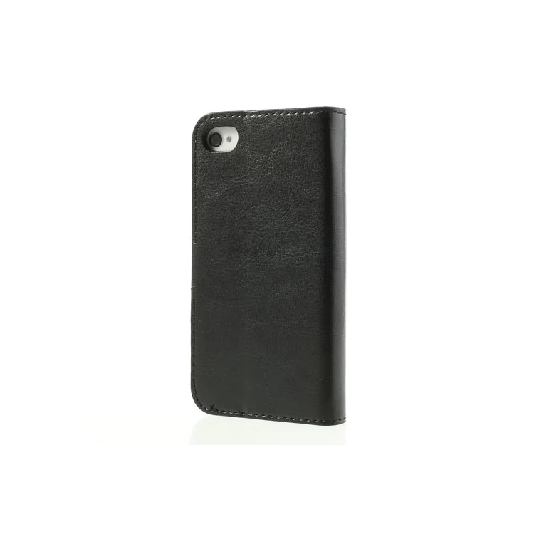 Black Crazy Horse Wallet Leather Case Stand for iPhone 4 4s