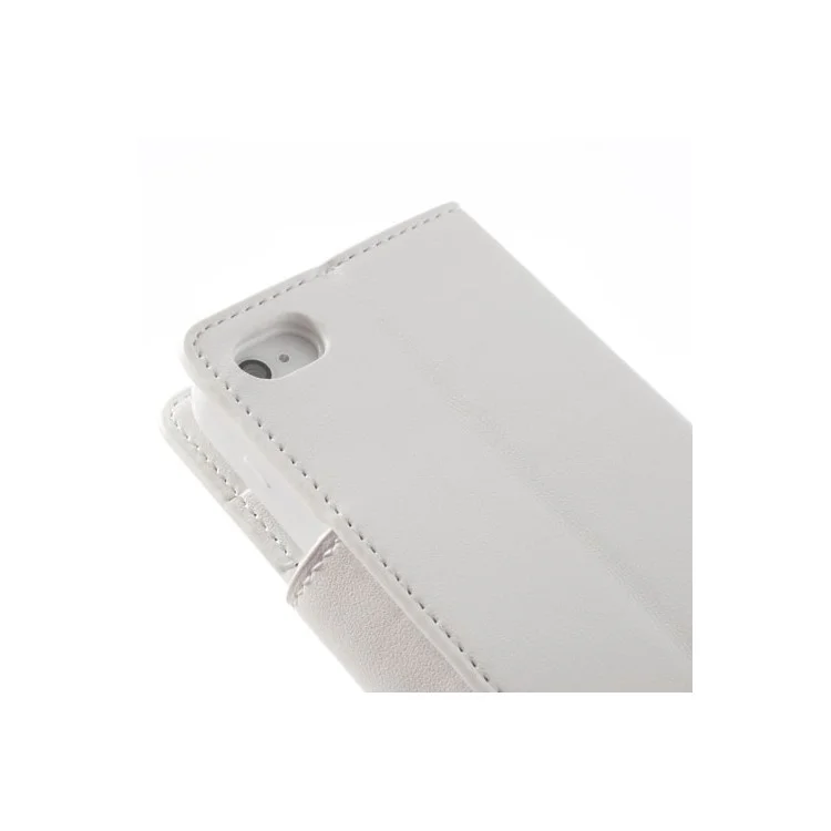 Mercury Goospery Sonata Diary Leather Wallet Case for iPhone 4s 4 w/ Stand - White