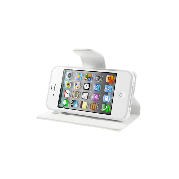 Mercury Goospery Sonata Diary Leather Wallet Case for iPhone 4s 4 w/ Stand - White