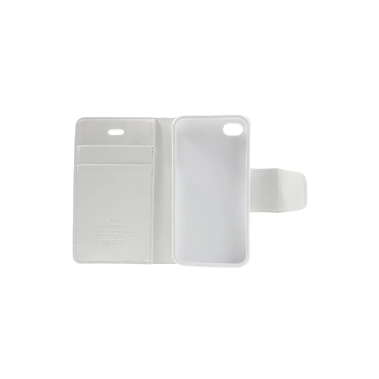Mercury Goospery Sonata Diary Leather Wallet Case for iPhone 4s 4 w/ Stand - White