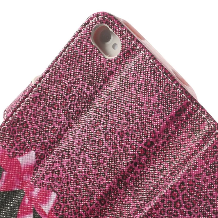 For iPhone 4s 4 Magnetic Rose Leopard & Bowknot Pattern Leather Wallet Stand Cover