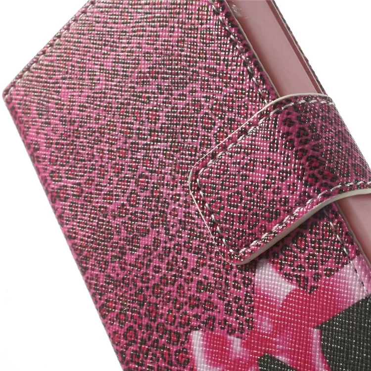 For iPhone 4s 4 Magnetic Rose Leopard & Bowknot Pattern Leather Wallet Stand Cover