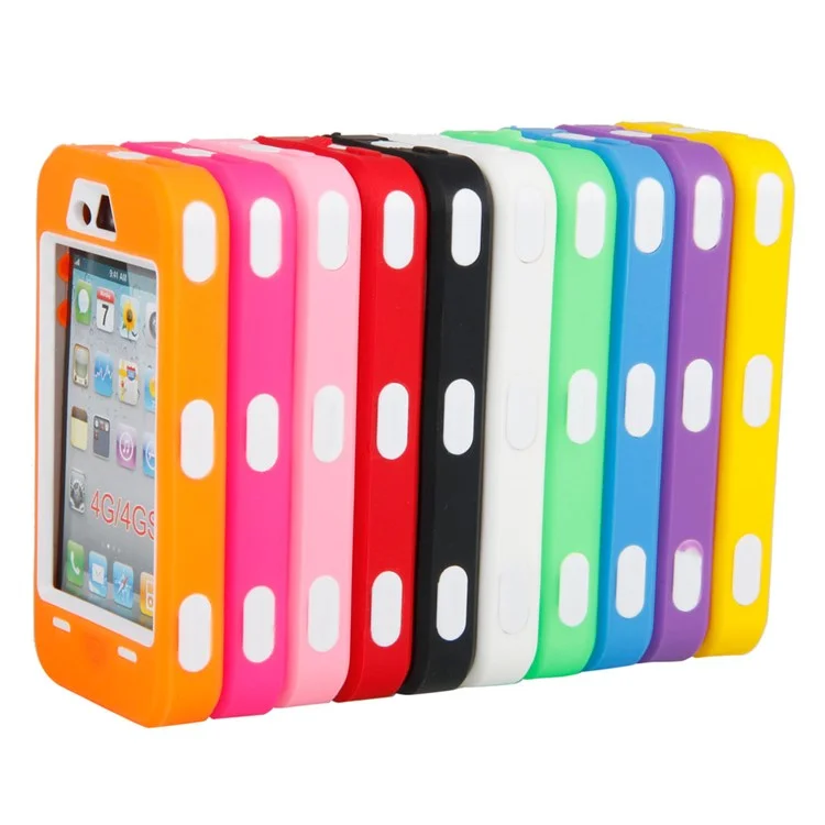 High Impact PC + Silicone Hybrid Defender Case for iPhone 4 4S - White / Black