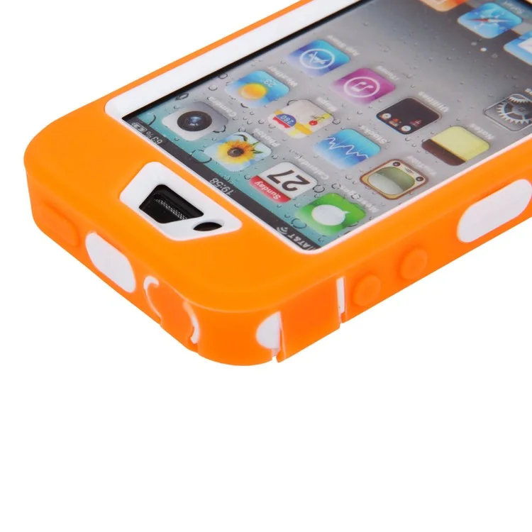 Defender Impact PC + Silicone Combo Case for iPhone 4 4S - White / Orange