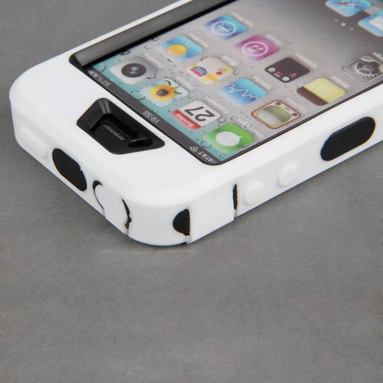 Heavy Duty Defender for iPhone 4 4S PC + Silicone Hybrid Case - Black / White