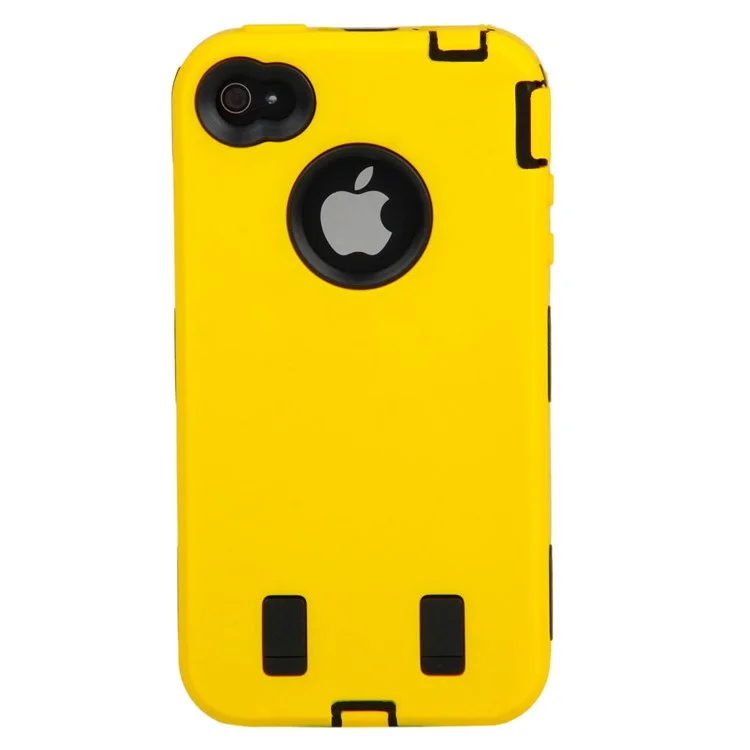 For iPhone 4 4S Impact Defender Hybrid Protective Case - Black / Yellow