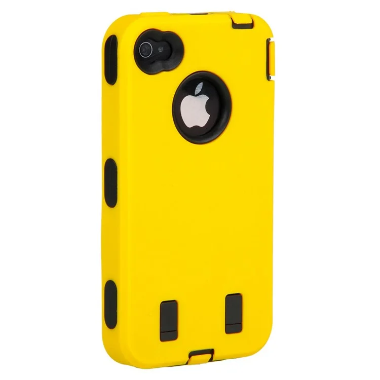 For iPhone 4 4S Impact Defender Hybrid Protective Case - Black / Yellow