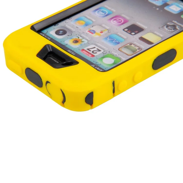 For iPhone 4 4S Impact Defender Hybrid Protective Case - Black / Yellow
