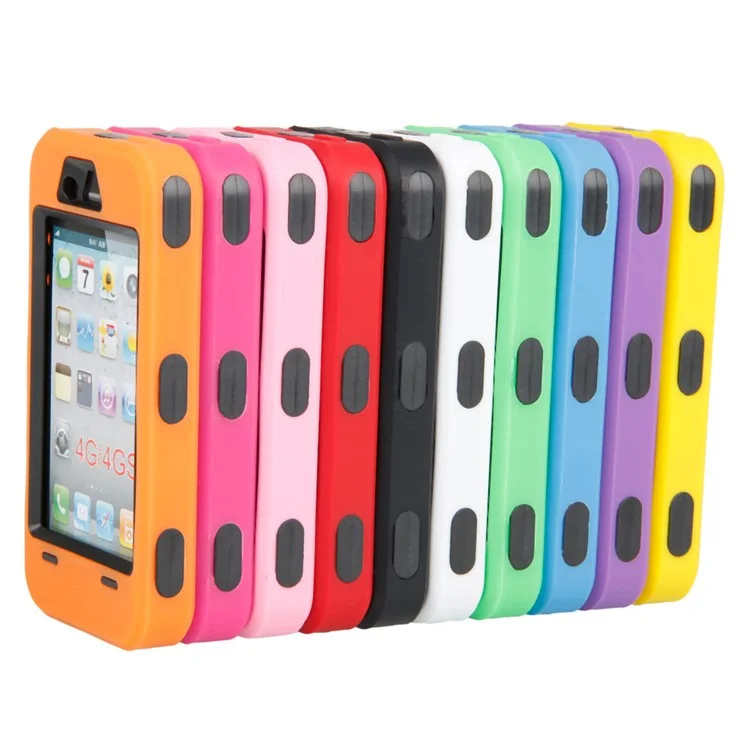 Heavy Duty Hybrid Defender Armor Case Cover for iPhone 4 4S - Black / Green