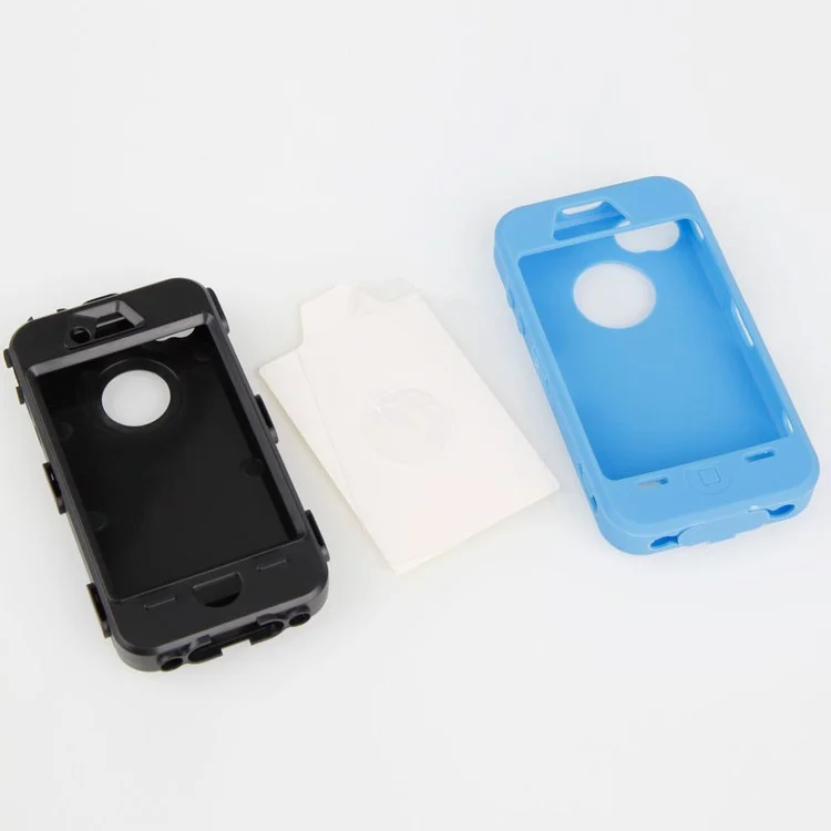 Combo Defender Heavy Duty Armor Case for iPhone 4 4S - Black / Blue