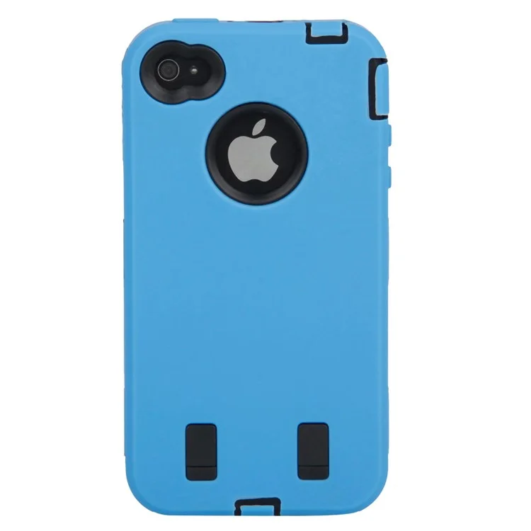 Combo Defender Heavy Duty Armor Case for iPhone 4 4S - Black / Blue