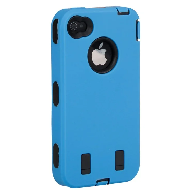 Combo Defender Heavy Duty Armor Case for iPhone 4 4S - Black / Blue