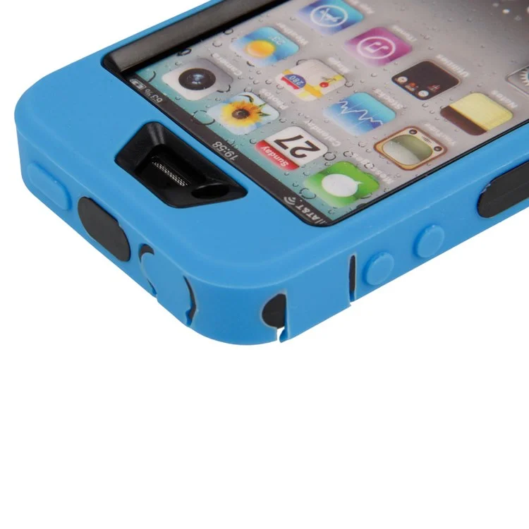 Combo Defender Heavy Duty Armor Case for iPhone 4 4S - Black / Blue