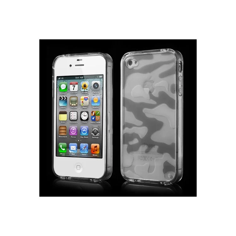 Transparent Camouflage Plastic & TPU Hybrid Case for iPhone 4s 4